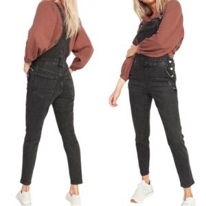 Old Navy Distressed Black Denim Overalls